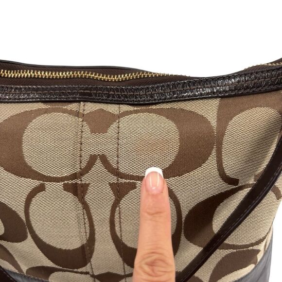 Coach signature Jacquard Brown Khaki Convertible Shoulder Crossbody Bag Y2K - Picture 8 of 9